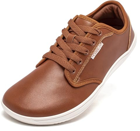 HOBIBEAR Unisex Wide Barefoot Shoes for Mens Womens Minimalist Zero Drop Shoes Sneakers (Brown,7 Women/6 Men)