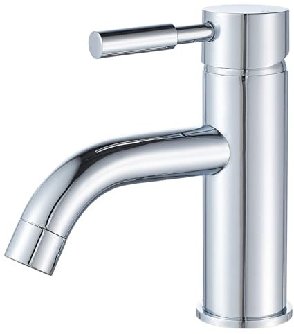 F-DEEN Rubinetto da Bagno, Miscelatore Monocomando Lavabo, Rubinetto per Lavabo in Ottone, Cromo