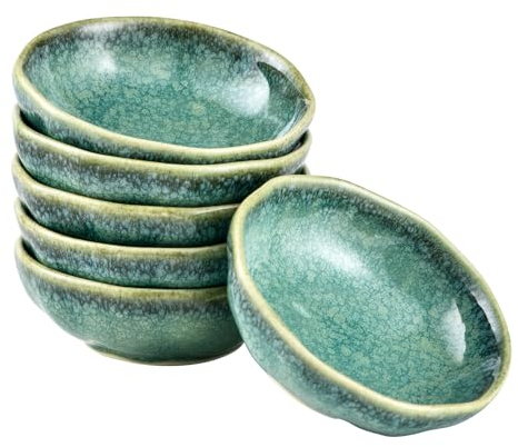 HENXFEN LEAD Juego de 6 cuencos de porcelana para salsa, 10 cm, color verde brillante