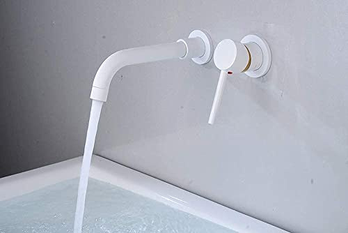 coseclinic -Taps,Faucets,Hot Cold Modern Brass Bathroom Faucet Embedded Basin Bathtub Tap 2 Holes Rotatable Single Handle Concealed Taps Faucet/Black (Color : White)
