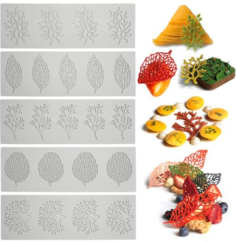 Moule en Silicone Étoilé 5 Pièces, Tapis de Fondant de Gâteaux, pour Décoration, Feuille de Bonbons