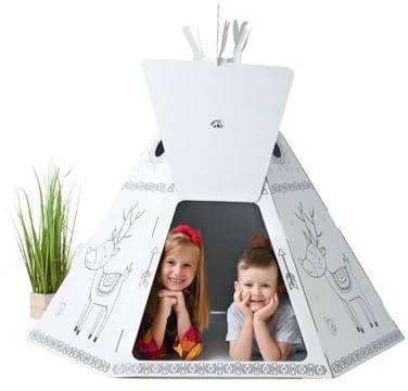 Tektorado - Spielhaus aus Pappe für Kinder - Kinderspielhaus aus Karton zum Bemalen und Spielen - für Outdoor & Indoor - für Kinder ab 3 Jahren - Tipi Zelt