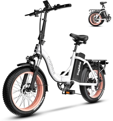 Kebiko 1000W Folding Electric Bike,48V 20AH Removable Battery E Bike,30+MPH,80 Miles Max Range Electric Bike for Adults,20 Fat Tire Foldable ebike,Adult Electric Bicycle for Commute Beach Snow