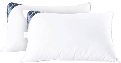 Duck Feather & Down Pillows Luxurious Comfort for Restful Sleep Hypoallergenic & Anti Dust Mite Pack of 2 Duck Feather Pillows Standard Size 48x74cm Medium Firm Head & Neck Support Bed Pillows