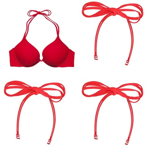 PurpleYu, Spalline per Reggiseno con Collo a Halter, sostituibili per Costume da Bagno, con Chiusura a Nodo Auto-Regolabile, Spalline Staccabili di Ricambio, Rosso, Taglia Unica