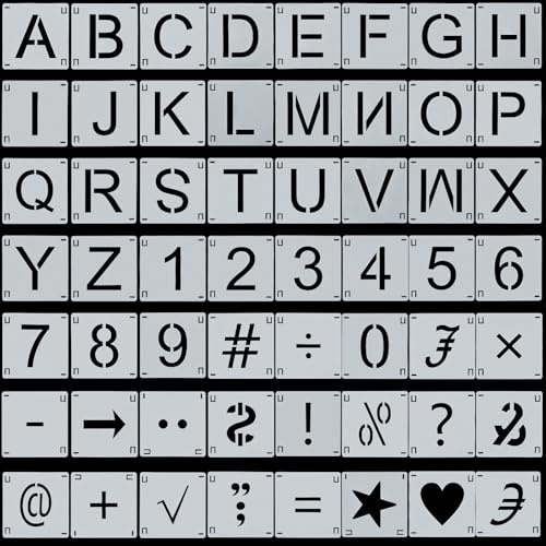 56 Pcs 4 Inch Letter Stencils and Numbers, Letter Stencils for Painting, Alphabet Art Craft Stencil, Reusable Plastic Templates Interlocking Stencil Kit for Painting on Wood, Wall, Fabric, Rock, Sign