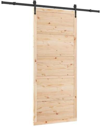 vidaXL Puerta Corredera Marrón 90 x 208 cm Madera de Pino Macizo, Foyer, Puerta Corredera Rectangular, Ahorra Espacio Rústica, Entrada de Estilo Granja, Separador de Habitaciones de Madera para Decor