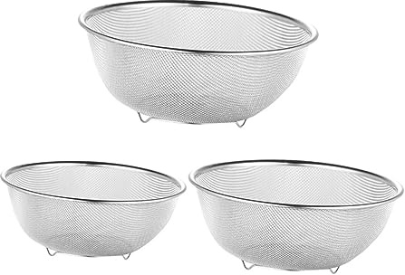 IMIKEYA Passoire à Mailles Fines Acier Inoxydable Pour Légumes Et Fruits Panier Égouttoir Et Polyvalent Trois Pour Lavage Et Égouttage Faciles