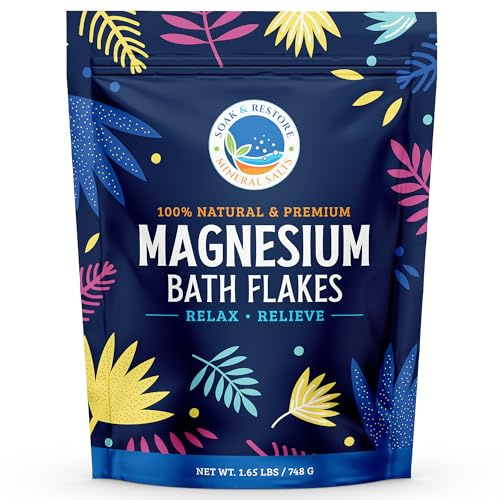 Soak & Restore Mineral Salts - Magnesium Bath Flakes – Pure Magnesium Chloride for Soaking and Whole-Body Replenishment (1.65 lbs)