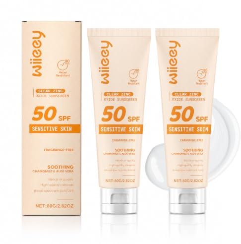 2PC Crema Solare Minerale SPF 50 Neonato Bambini, Naturale Crema Solare 50