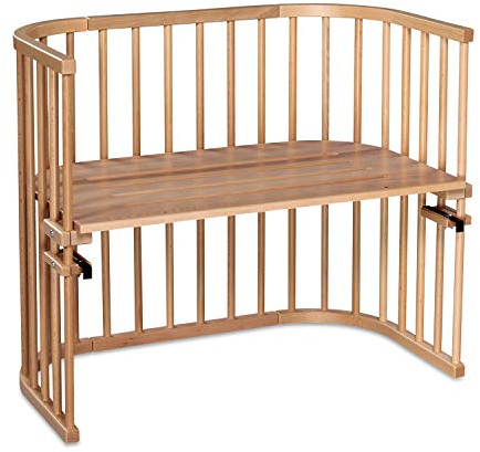 babybay Maxi extra großes Beistellbett aus massivem Buchenholz / Kinderbett Höhe stufenlos verstellbar & umweltfreundlich / mitwachsendes Babybett (natur lackiert)