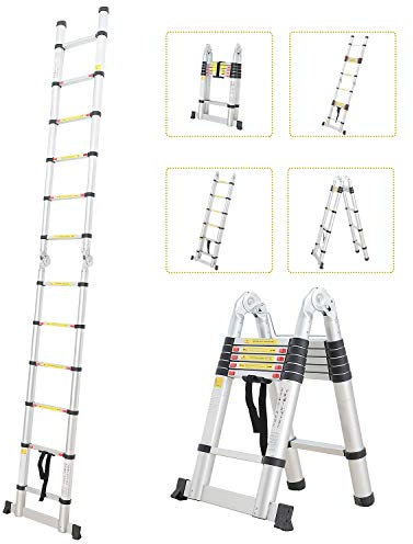 Todeco - Échelle Multifonction, Escabeau - Standards/Certifications: EN131 - Charge maximale: 150 kg - 3,8 mètre(s), Barre stabilisatrice, EN 131