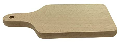 EFO Schneidebrett mit Haltegriff 22x9,5x1,5 cm | Küchenbrett aus Buchenholz für vielseitiges Schneiden und Servieren | Servierbrett rustikal für Käse, Brot, Snacks | Holzschneidebrett groß für Küche