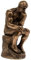 THORNE ANTIQUES AND COLLECTABLES Bronzed Male in Contemplation - Bronze Finish Sculpture of Muscular Man In The Style of Rodin Thinking Man Thinker Le Penseur