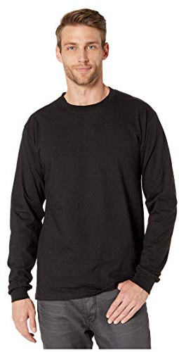 Hanes mens Hanes Men's Beefy Heavyweight Long Sleeve T-shirt Shirt, Black, Large US