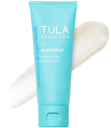 TULA Skin Care So Polished Exfoliating Sugar Scrub - Face Scrub, Gently Exfoliates with Sugar, Papaya, and prebiotic Extracts for a Softer and Radiant-Looking Complexion, 2.9 oz.