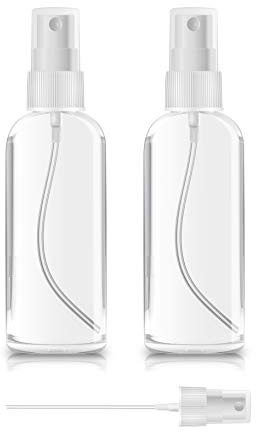 ZEROFIRE 2 Pack Spray Bottles 1oz Clear Plastic Empty Refillable Mini Spritzer for Travel, Cleaning, Gardening, Skin Care Atomizer for Essential Oils, Perfume