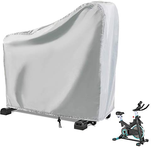 Rilime Exercise Bike Cover, Upright Cycling Protective Stationary Bike Covers Outdoor Storage Waterproof Dustproof Bicycle Cover Ideal for Indoor and Outdoor Fitness(Silver)
