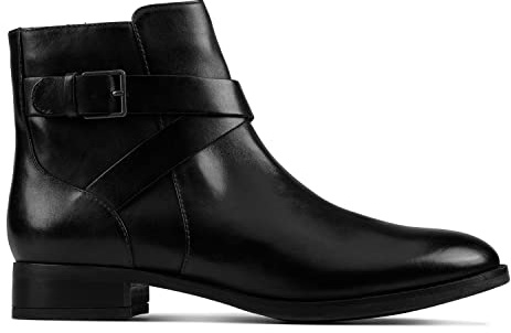 Clarks Damen Hamble Buckle Fashion Boot, Black Leather, 37.5 EU