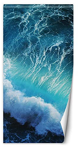 Feeby Fotomurales En La Puerta Olas Que Fluyen Agua 100x200 cm Azúl Tejido No Tejido Papel Tapiz Fotográfico Decorativos Murales Dormitorio Oficina Hotel Spa Mar Océano Surf