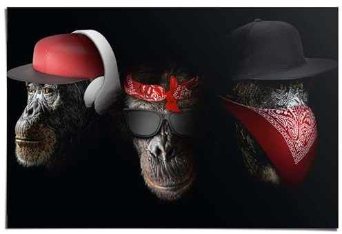 REINDERS Poster, Höre Sehen Sage nichts, Home Office, Poster, Wanddeko, Room Decor, 150 gr. glänzend Bilderdruckpapier, Rot, 61 x 91,5