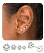 YADOCA 4 Pares de Pendientes de Diamante Pendientes de Titanio para Hombre Mujer Plata Circonita Cúbica Sin Níquel Hipoalergénico para Oídos Sensibles 3/4/5/6mm, 1