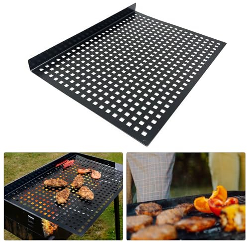 Grillkorb für Fleisch & Gemüse,kyaoayo Antihaft Gitter Grillmatte 40*28.8*2.7CM BBQ Grill Mesh Mat Non Stick Grilling Mesh Reusable Grill Korb Zubehör für Gasgrill,Elektrogrill, Kohlegrill,Backofen