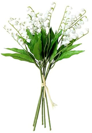 MODUDY Künstliche Blume, 24 Stück Künstliche Maiglöckchen, Künstlicher Maiglöckchen-Blumenstrauß mit Langem Stiel, Künstliche Weiße Glockenblumen, Künstlicher Künstlicher Lilien-Strauß aus(Grün)