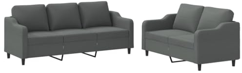 vidaXL Juego de Sofás 2 pzas, Sillones de TV con Cojines, Sofás de Descanso Relax, Asientos Tapizados para Salón Hogar, Tela Gris Oscuro