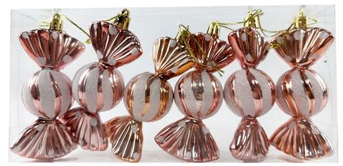6 bastones de caramelo con purpurina de 11 cm para colgar en el árbol de Navidad, adornos de árbol de Navidad para decoración de fiestas en el hogar, color oro rosa