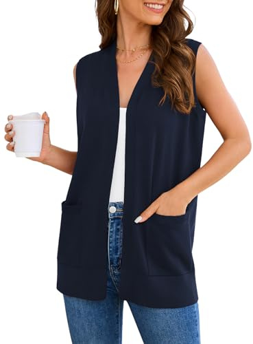 Wiwclo Cardigan da Donna 2025 a Maniche Lunghe Maglioni Moda Casual Morbida Maglia Business Giacca Gilet con Tasche Comode (S-3XL), S