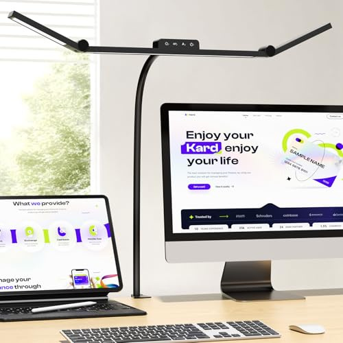 KableRika Lampada da scrivania, lampada da scrivania a LED con morsetto e 3 barre luminose regolabili, luce dimmerabile per monitor PC, ufficio, studio e casa