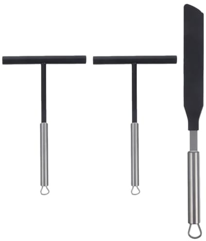 QUMIIRITY Set 3 Pezzi Spatole per Crêpe in Acciaio Inox, Utensili per Pancake e Uova, Spargi-pancake Comodo per Uso Domestico e Ristoranti
