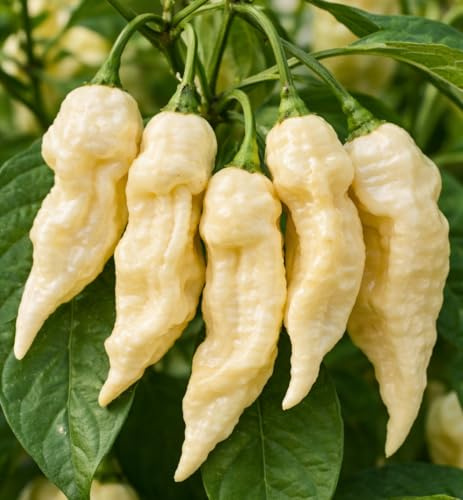 Semi Peperoncino Bhut Jolokia White 20pz – Ghost Pepper Bianco, Piccantezza Molto Alta, Origine India, Coltivazione in Vaso e Giardino
