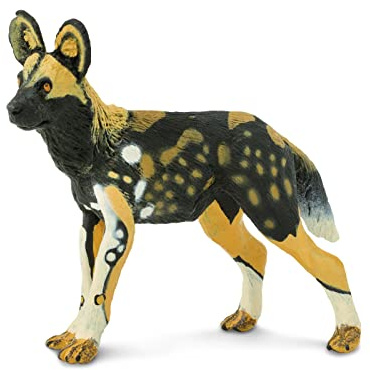 Safari Ltd. African Wild Dog Figurine - Lebensechte 3,5 Modellfigur - Bildungsspielzeug für Jungen, Mädchen und Kinder ab 3 Jahren, Grau/Braun