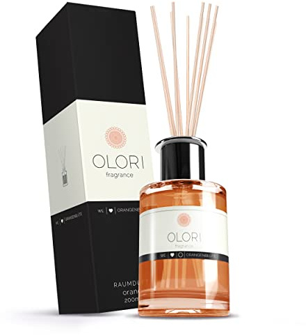 Duftöl Orangenblüte - Diffuser mit Stäbchen - Raumduft mit ätherischen Ölen frisch, fruchtig, spritzig - 100% Natürlich erfrischender Sommer-Duft - Duftstäbchen als Raumerfrischer für Wohnung (200ml)