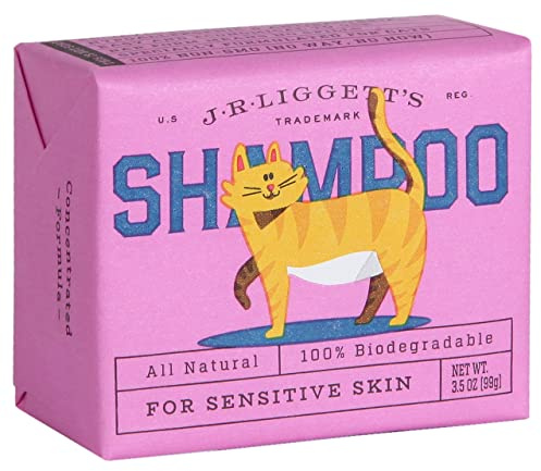JR Liggett’s Natural Cat Shampoo Bar for Sensitive Skin - 100% Detergent Free, Non-GMO & Biodegradable - Tear-Free, Hypoallergenic Formula Soothes Dry Itchy Skin - Safe for Puppies - 3.5 oz Bar