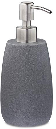 Relaxdays tvålpump, gjord av rostfritt stål, tvåldispenser, tvålbehållare, badrum, tvål, ca 300 ml, grå