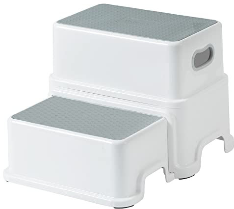 Victostar Toddler Step Stool,2 Kids Step Stool for Bathroom Sink,Baby Potty Stool with Anti-Slip Surface and Rubber Bottom,Plastic Stool with Handle for Toilet Potty Training Bathroom Kitchen