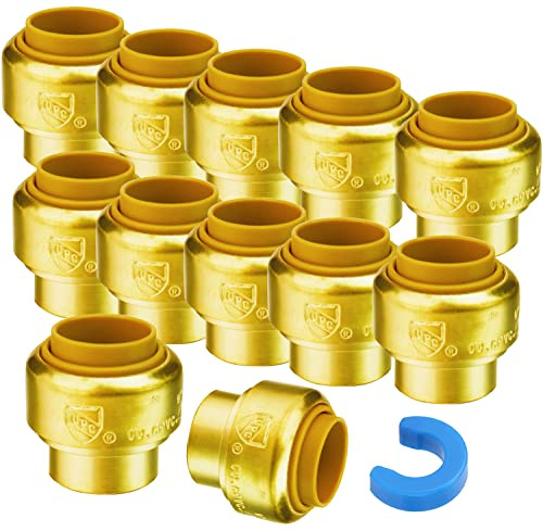 WHK 12 PACK 1/2 PEX Plug End CAP,Copper Cap 1/2 Push-to-Connect Plumbing Fitting for Copper PEX,CPVC With Disconnect Clip(Lead-Free Certificate)…