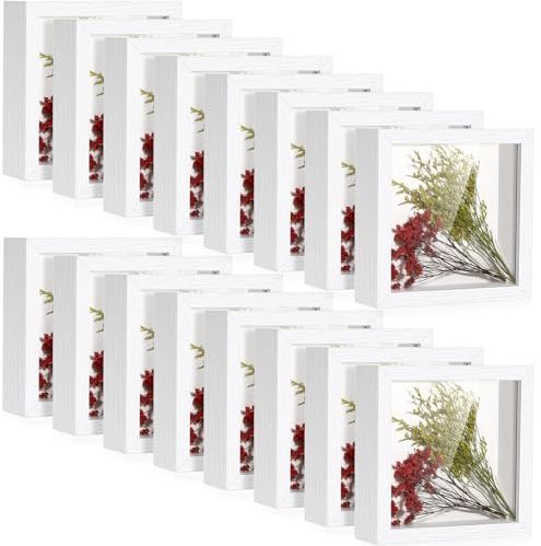 Ripeng 16 Pack 5 x 5 Inch Shadow Box Frame Display Cases, White