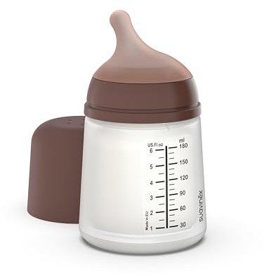 Suavinex, Biberon Anti Colique Zero Zero, avec Tétine Spécial Allaitement (A), pour Bébés +0 Mois, Biberon Nouveau-né, Idéal pour l'Allaitement Mixte, Tétine Imitant le Sein, 180 ml, Deep