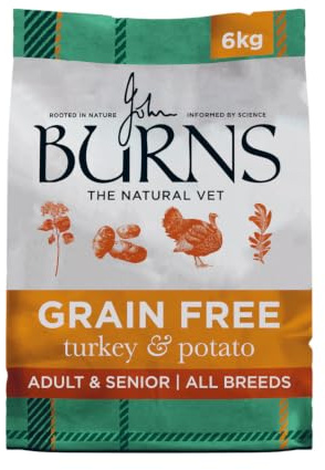 Burns Grain Free– Dry Dog Food – Adult & Senior – Turkey & Potato 6kg – Complete Food - Made with Natural Ingredients - Hypoallergenic - Single-Source Protein
