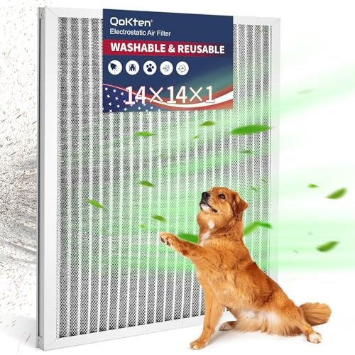14 x 14 x 1 Luftfilter, wiederverwendbar, waschbar, elektrostatischer Luftfilter, Ofenfilter, AC/HVAC-Luftfilter, hält ein Leben lang, Luftfilter-Ersatz für Zuhause und Büro