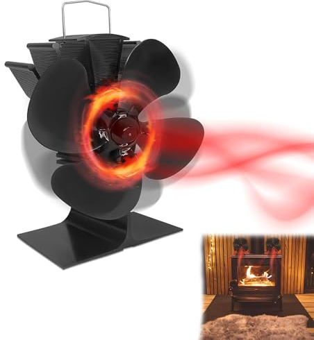 YRHome Ventilatore da forno a 4 pale, ventilatore per camino, senza corrente, silenzioso, per camino, stufe a legna, forni, bruciatori a legna
