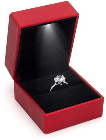 KMKANPO Caja de anillos,Light Ring Box,Jewelry Box,Caja de regalo de joyería,caja de almacenamiento,para Boda, propuesta,Compromiso,Aniversario(Rojo)
