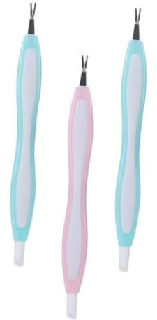 WEKADRIN 3 Stück Teiliges Edelstahl Nagelhaut Gebogenem Griff Dead Skin Fork Nagelhautentferner Rostfrei Waschbar Sanfter Nagelhautschieber für Maniküre zu Hause Salon Zufällige Farbe