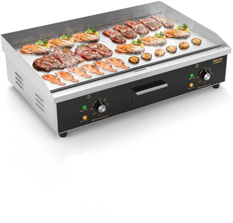 Bonnlo 30 Electric Griddle Countertop Flat Top, 4400W Electric Griddle 50°C - 300°C, Teppanyaki Grill Stainless Steel with Adjustable Temperature Control for Home Restaurant Commercial - 76CM