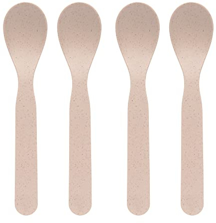 LÄSSIG Kinder Löffel Set (4 Stk.) Kinderbesteck ohne Melamin, BPA-frei, für Spülmaschine und Mikrowelle/Spoon Set Uni powder pink