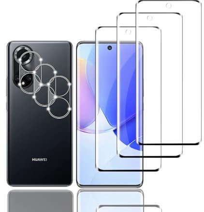 Zicurz 3+3 Stück Schutzglas für Huawei Nova 9, für Panzer Schutz Glas, 3 Stück Schutzfolie und 3 Stück Kamera-Schutzglas, HD Displayschutz, Blasenfrei, für Huawei Nova 9